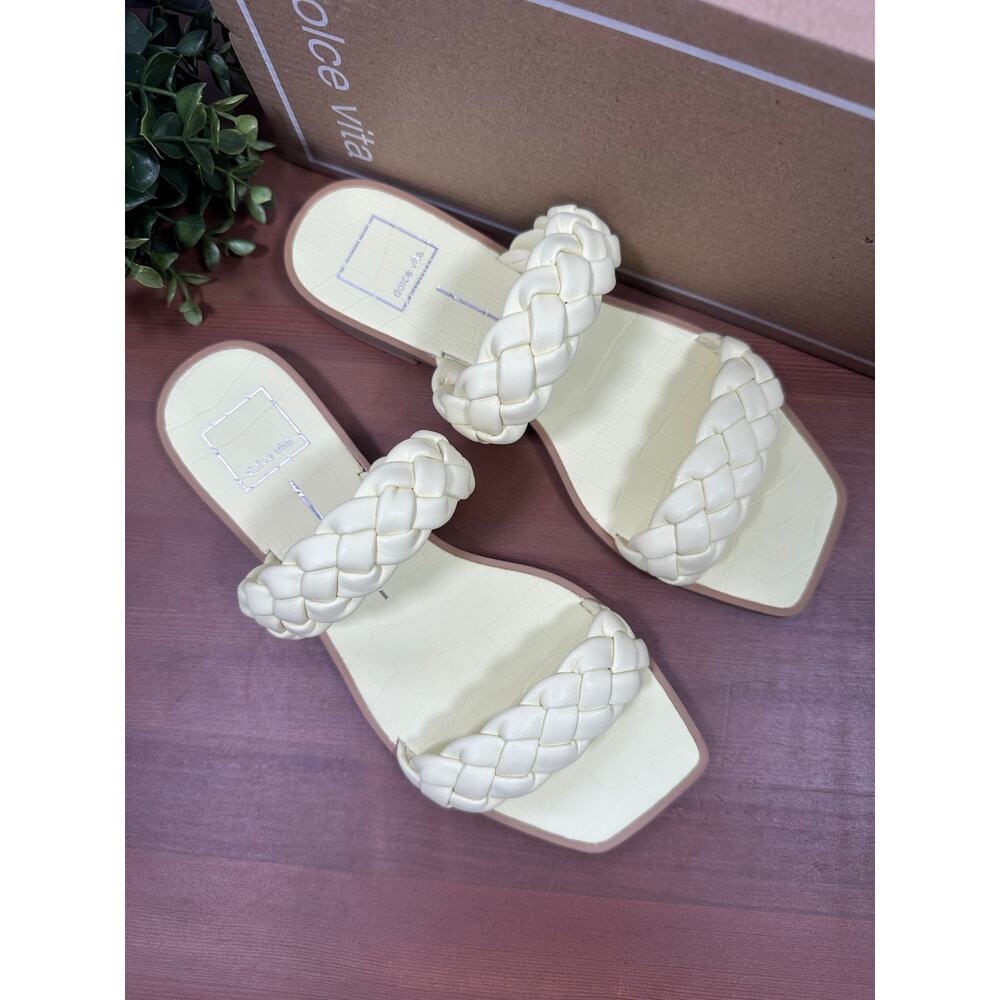 Dolce Vita Women's Indy Double Braided Strap Sandals Lemon Cream Size 9.5